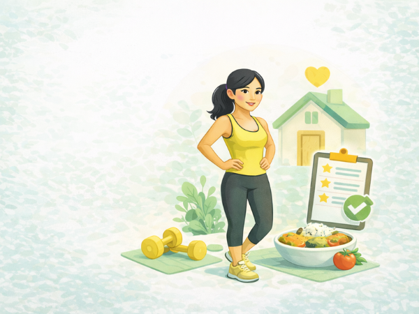 Home fitness and healthy lifestyle illustration for beginners